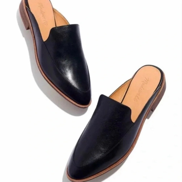 Madewell The Frances Loafer Mule Sandal Women's 9.5 Black Leather Slip On Flat - Picture 2 of 6